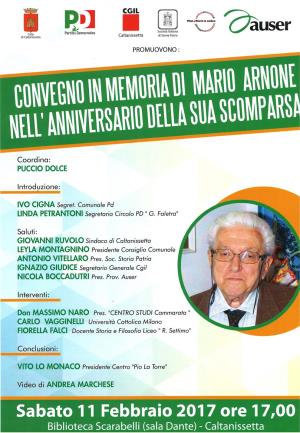 CONVEGNO IN MEMORIA DI MARIO ARNONE NELL'ANNIVERSARIO DELLA SUA SCOMPARSA